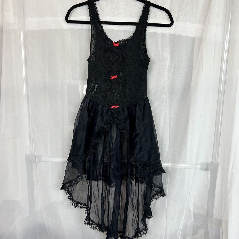 vintage 100% nylon tiered lace chemise slip dress steampunk gothic coquette